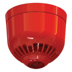 Sirena Convencional Aritech de policarbonato para interior. Montaje en techo. Lámpara lanzadestellos rojo 85 a 97 dB